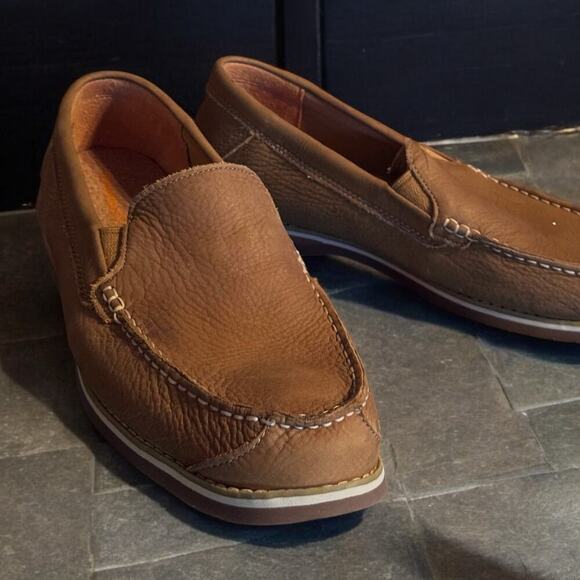 Timberland Tan Leather Ortholite Slip On Loafers Men's Size 9.5 - Picture 1 of 7